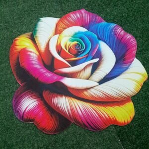 Multicolour Floral Print Flower Shaped Floor Mat