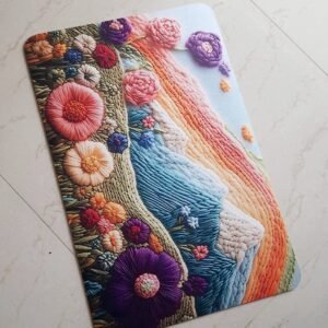 Multicolour Textured Floral Pattern Decorative Rug (Pack of 2)